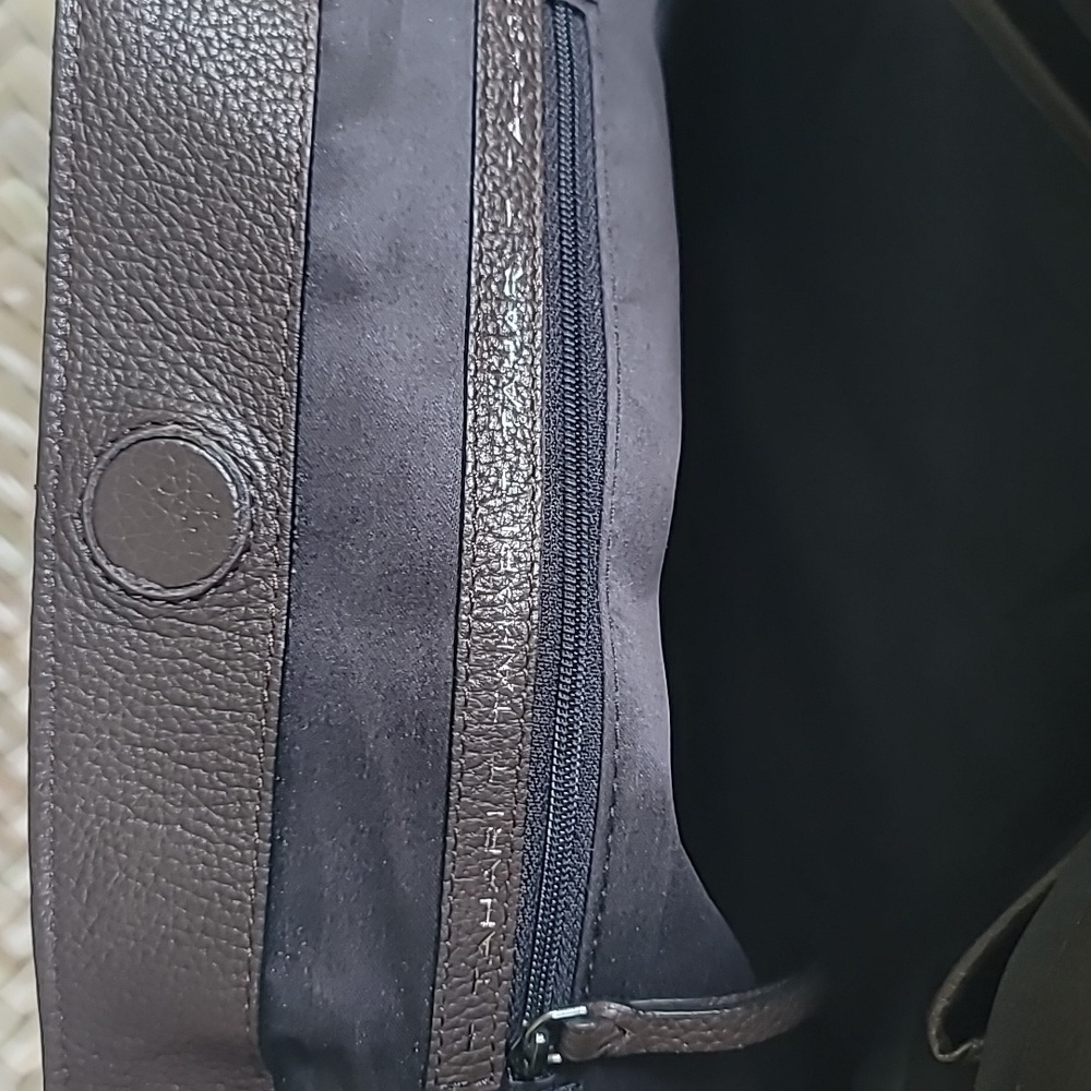 T TAHARI leather snake-skin detailed tote shoulder bag in Dark chocolate - Picture 8 of 10